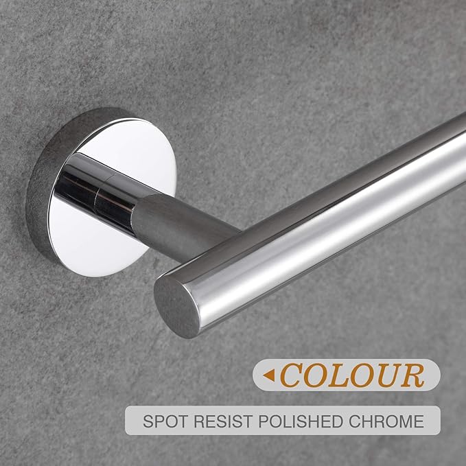 USHOWER Polished Chrome Hand Towel Bar, 9-Inch Towel Racks for Bathroom Wall-Mounted, SUS304 Stainless Steel Towel Rod (Total Length 11-Inch)