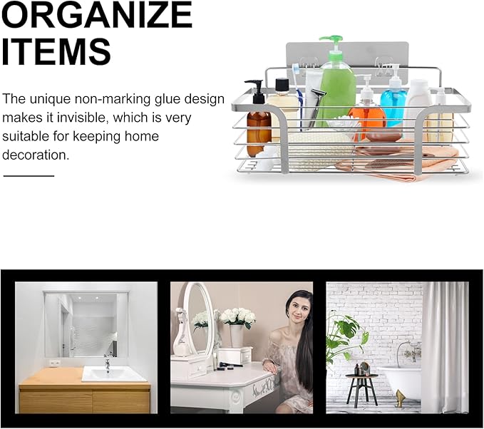 Unomor Practical Kitchen Bathroom Storage Rack Storage Shelf No Drill Wall Mount Shelf Organizer