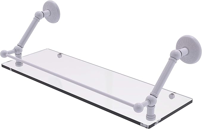 Allied Brass PMC-1-24-GAL Prestige Monte Carlo 24 Inch Floating Gallery Rail Glass Shelf, Matte White