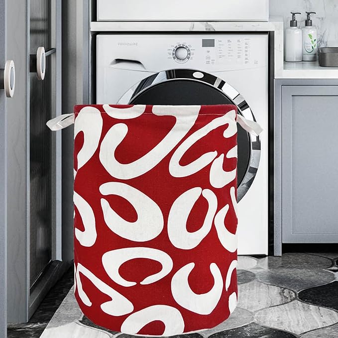 Merdes 19.7?€??€? Waterproof Foldable Laundry Hamper, Dirty Clothes Laundry Basket, Linen Bin Storage Organizer for Toy Collection (Red C)
