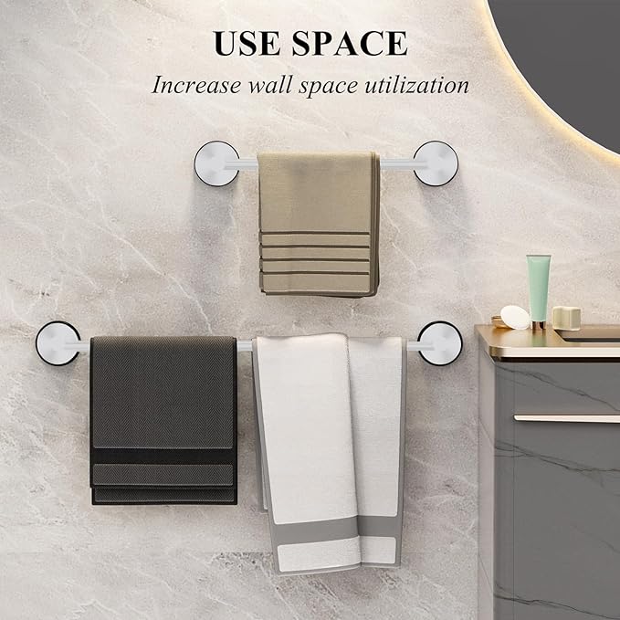 Towel Bar for Bathroom Wall,Adjustable 12~21 Inch Towel Racks for Bathroom Wall Mounted, Towel Holder for Glass Shower Door,Apparment Essentials,Home Decor-White(2pcs)