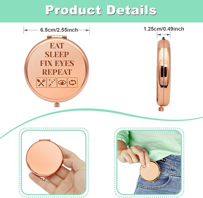 Optometrist Graduation Gift for Women Compact Makeup Mirror Eye Doctor Vision Gift Funny Optometry Appreciation Gifts Doctor Vision Gifts Thank You Presents Folding Makeup Mirror Birthday Retirement