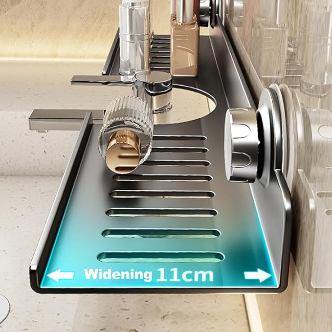 Suction Cup Bathroom Organizer, Over The Sink Soap Dispenser Holder, No Drill Wall Mounted Shelf for Bathroom Vanity, Kitchen Sink, Countertop Storage,60cm