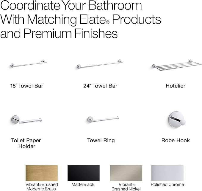 Kohler 27288-BN Elate® 12" Towel bar, Vibrant Brushed Nickel