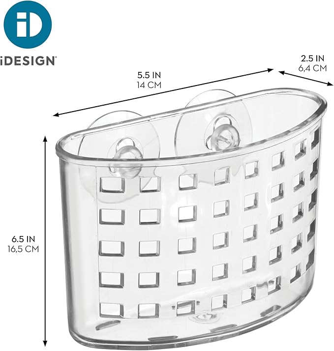 iDesign Suction Cup Shower Caddy Basket - Bathroom Storage Organizer - Clear - Made in USA