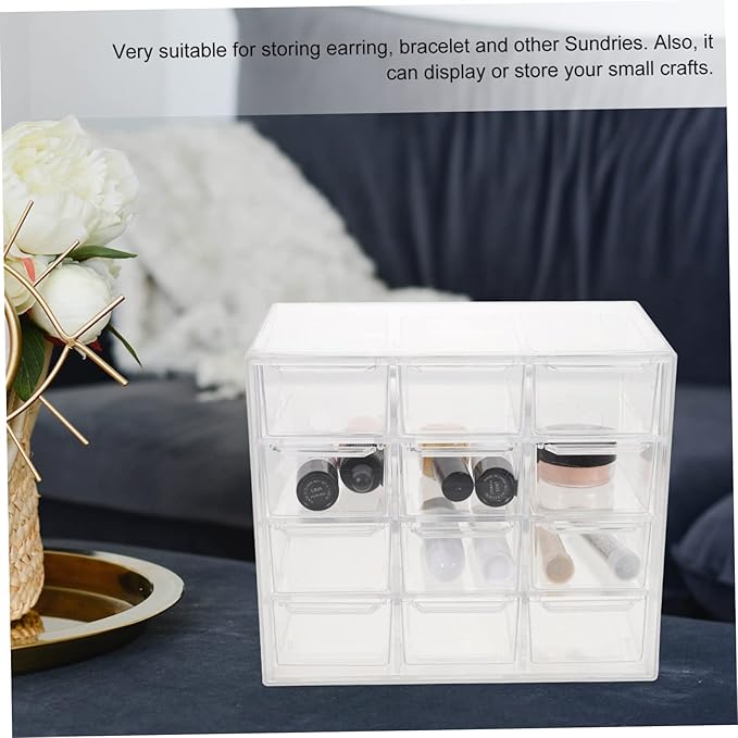 Multi Desk Organizer Storage Box with Removable Makeup Storage Organizer for Cosmetics Office Supplies and Crafts Stackable Storage Solution for Vanity and Desk Organization