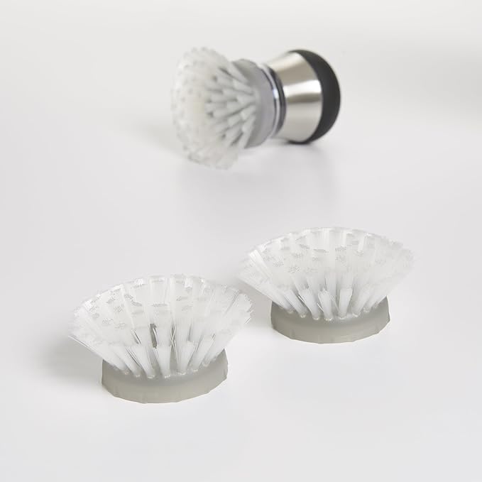 OXO Kitchen Soap Dispensing Brush Refills, Nylon Bristles, White, 3x3x1.5 Inches 2 Count (Pack of 2)