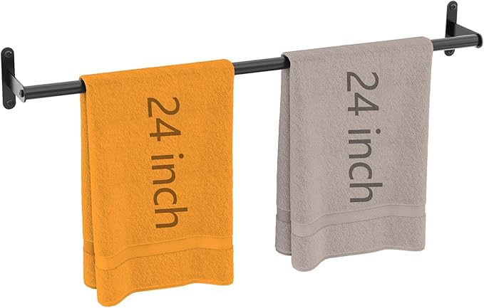 JUYSON Bathroom Towel Bar 24 Inch, Towel Racks for Bathroom Wall Mounted, Stainless Steel Heavy Duty Modern Single Towel Bar Holder Towel Rod Wall Mounted(Single Bar-Black, 24 in)