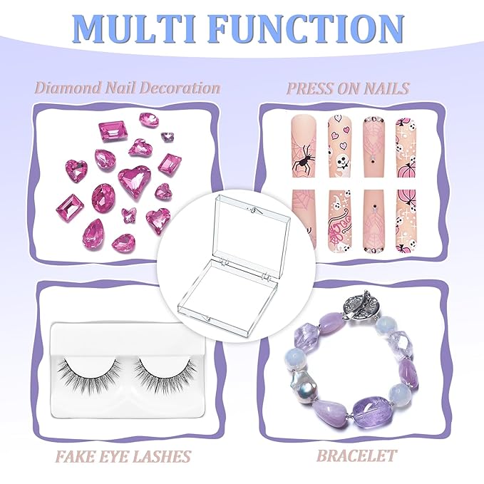 30 Sets Press on Nail Box Nail Display Case Artificial Nail Display Storage Box with 60 Pcs Adhesive Double Sided Tape Press On Nail Packaging for Nail Salon (Clear, 2.76 x 2.76 inch)