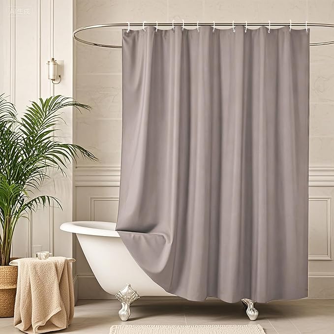 AooHome Stall Size 36x72 Inch Shower Curtain Liner, Half Size Solid Shower Curtain with Hooks, Weighted Hem, Waterproof, Chocolate