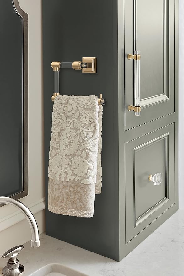 Amerock BH36062CCZ | Clear/Champagne Bronze Towel Ring | 5-7/16 in (138 mm) Length Towel Holder | Glacio | Hand Towel Holder for Bathroom Wall | Small Kitchen | Bath Accessories