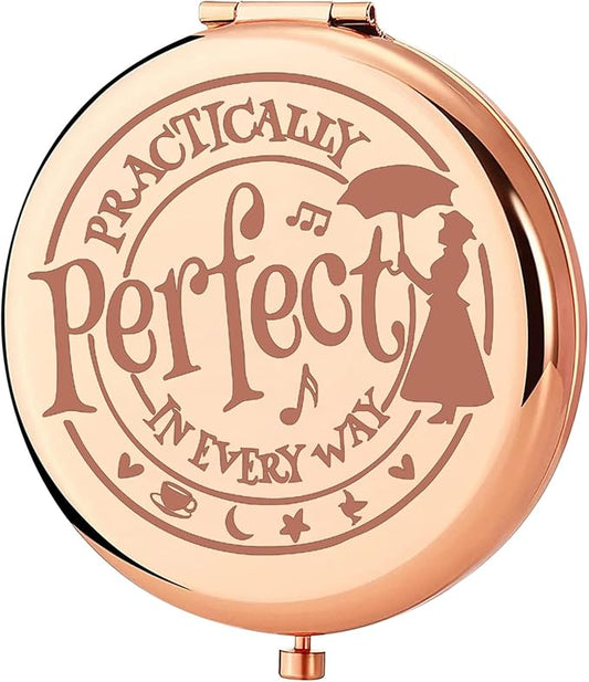 KEYCHIN Mary Qoute Pocket Mirror Mary Fans Gift Practically Perfect in Every Way Umbrella Compact Mirror for Women Girls (Practically Perfect Mirror-S) (Perfect RG)