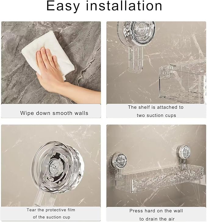 Strong Suction Bathroom Shelf Space Saving Easy Installation for Smooth Surfaces Great for Organizing Toiletries