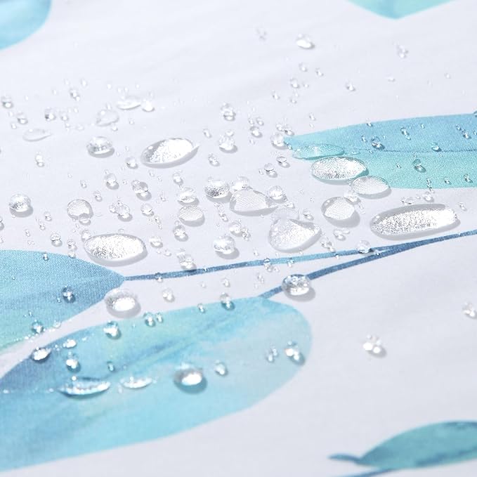 Fabric Shower Curtain 78 Inches Long, Blue Watercolor Eucalyptus Leaves Shower Curtain for Bathroom, 72" W x 78" H