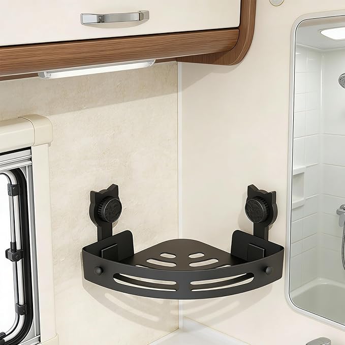 Space Saving Wall Mount Triangular Organiser Suction Cup Storage Rack Bathroom Storage Shelf for Toiletries Cosmetics Trilateral Shelf