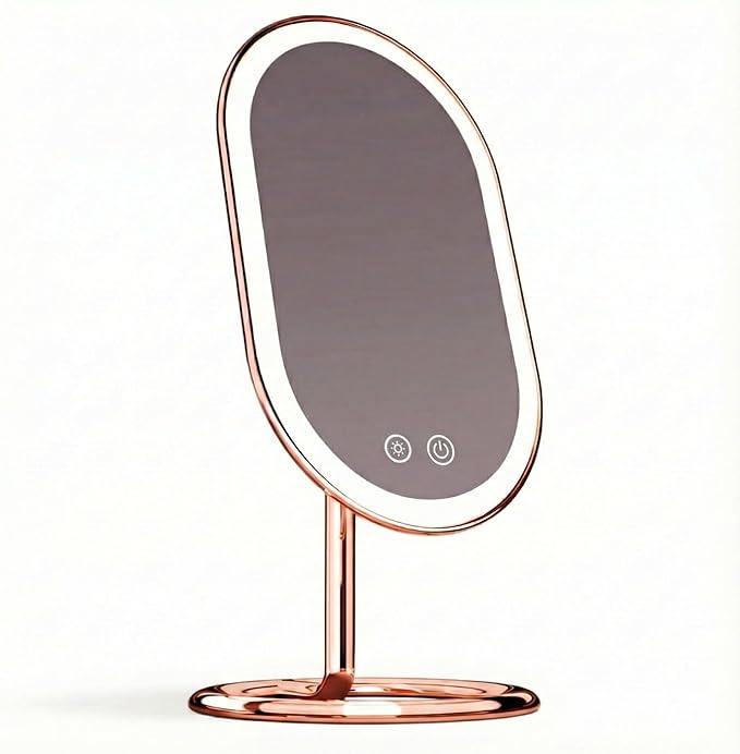 Fancii LED Lighted Vanity Makeup Mirror, Rechargeable - Cordless Illuminated Cosmetic Mirror with 3 Dimmable Light Settings, Dual Magnification - Vera (Rose Gold)