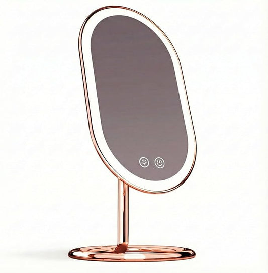 Fancii LED Lighted Vanity Makeup Mirror, Rechargeable - Cordless Illuminated Cosmetic Mirror with 3 Dimmable Light Settings, Dual Magnification - Vera (Rose Gold)