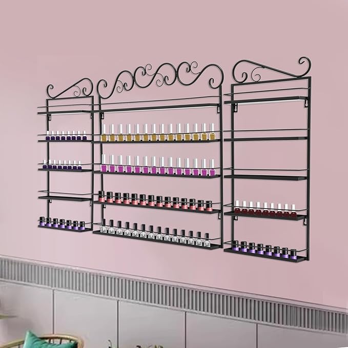 5 Tiers Wall Mounted Nail Polish Racks,Nail Polish Shelves, Nail Polish Display Rack for Home Salon Business Spa