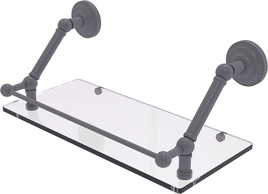 Allied Brass PQN-1-18-GAL Prestige Que New 18 Inch Floating Gallery Rail Glass Shelf, Matte Gray