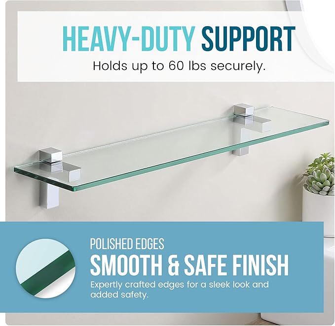 Spancraft Falcon Glass Shelf 12" X 36" in Brushed Steel