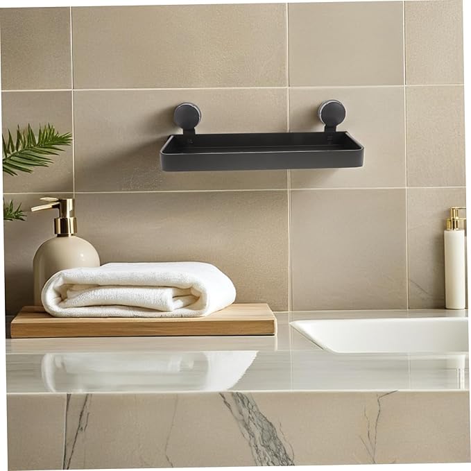 Ipetboom Suction Cup Bathroom Shelf Organizer Floating Storage for Toiletries Makeup No Drilling Required Easy Installation Stylish Dependable for