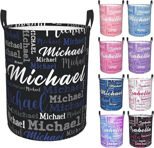 Custom Name Laundry Hamper, Personalized Laundry Baskets with Name for Boys Girls Women Men, Customized Collapsible Dirty Clothes Hamper Easy Storage Gifts for Bedroom Bathroom Living Room