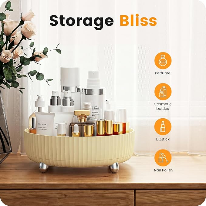 A-LuGei 【Crystal Design 11" Perfume Organizer,【360° Rotating】 Vanity Organizer, Bathroom Organizers and Storage, Makeup Organizer for Skincare Cosmetic Lazy Susan Dresser Decor【Water Ripple】