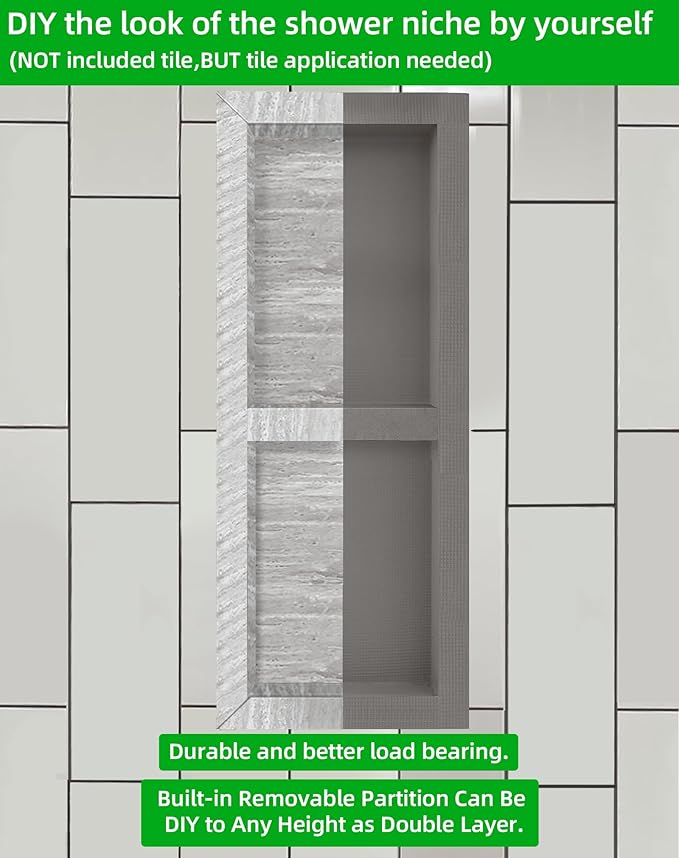 Tile Ready Shower Niche,36"x12" Inner Size,40”x16” Outer Size,Niche for Shower Wall,Waterproof and Ready-to-Tile Recessed Showers Shelf Niches Box for Bathroom Remodel/Storage/Organization,Depth 4”