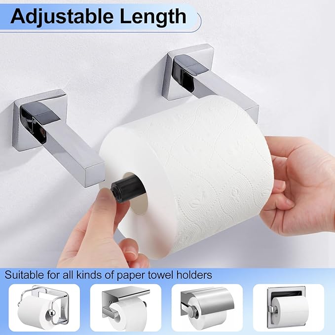 Rindion 4 Pack Toilet Paper Holder Spring Rod, Black Toilet Paper Roller Replacement, Plastic Toilet Paper Holder Replacement Rod