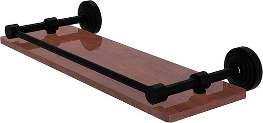 Allied Brass WP-1-16-GAL-IRW Waverly Place Collection 16 Inch Solid IPE Ironwood Gallery Rail Wood Shelf, Matte Black