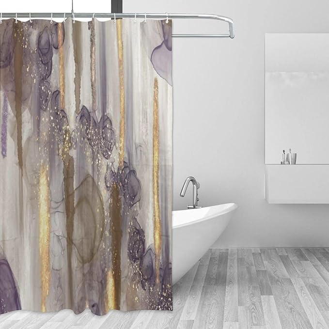 Shower Curtains for Bathroom,Mid Century Modern Brown Gray Purple Gold Beige Shower Curtain Bath Decor Waterproof Bathroom Curtain 72 X 72 Inch