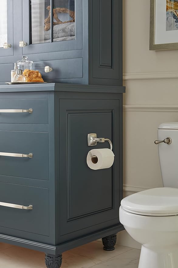Amerock BH36091G10 | Brushed Nickel Single Post Toilet Paper Holder | 7-1/16 in. (179 mm) Length Toilet Tissue Holder | Stature | Bath Tissue Holder | Bathroom Hardware | Bath Accessories