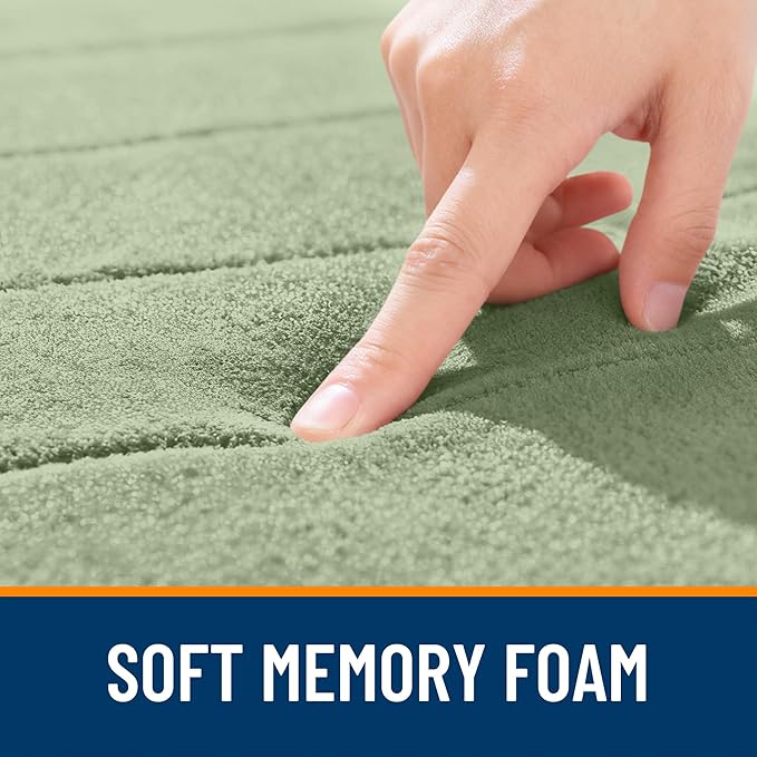 OLANLY Memory Foam Long Bathroom Rugs Runner 59x20, Super Soft Absorbent Bath Mat, Quick Dry, Machine Washable Shower Floor Rugs, Bathmat Carpet, Bathroom Home Decor Accessories, Sage Green