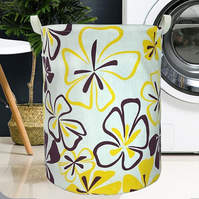 Merdes 19.7?€??€? Waterproof Foldable Laundry Hamper, Dirty Clothes Laundry Basket, Linen Bin Storage Organizer for Toy Collection (Flower)