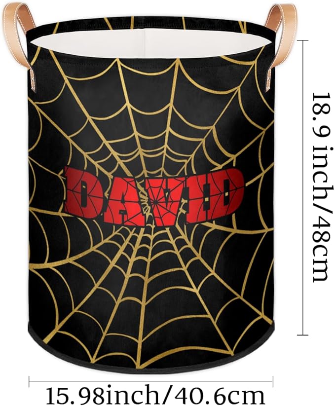 Spider Wed Personalized-Laundry-Hamper-Basket for Kids Custom Name Collapsible Storage Organizer Bin Dirty Clothes Toys Hamper for Boys Nursery in Laundry, Bedroom, Bathroom Blue