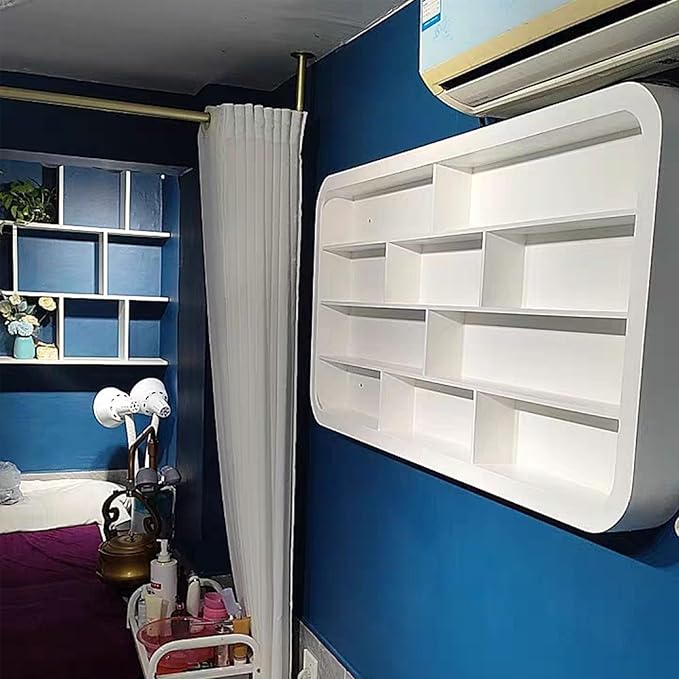 Hanging Wall Nail Polish Organizer, Floating Shelves for Salon Beauty and Manicure Shop, Wooden Nail Polish Display Rack Perfume Rack, White,A