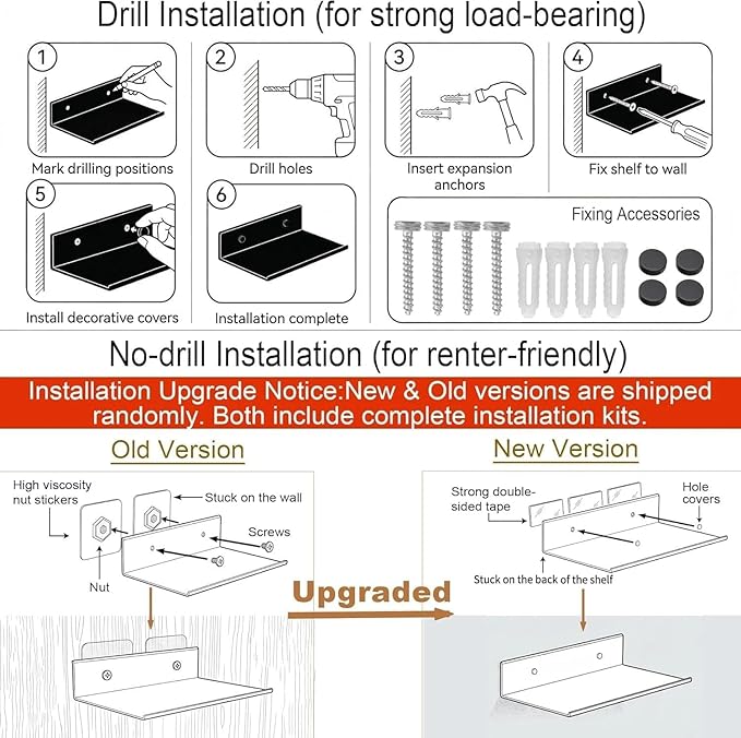 Z metnal 2 Pack 6 Inch Metal Floating Shelves with Safety Lip, Small Wall Mounted Shelf Holds Up to 2.2 Lbs, Matte Black Lightweight Display Ledge with Hidden Screw Caps for Bathroom, Bedroom