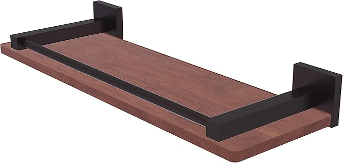 Allied Brass MT-1-16-GAL-IRW Montero Collection 16 Inch Solid IPE Ironwood Gallery Rail Wood Shelf, Antique Bronze