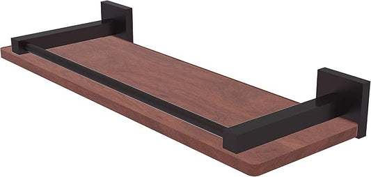 Allied Brass MT-1-16-GAL-IRW Montero Collection 16 Inch Solid IPE Ironwood Gallery Rail Wood Shelf, Antique Bronze