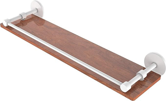 Allied Brass P1000-1-22-GAL-IRW Prestige Skyline Collection 22 Inch Solid IPE Ironwood Gallery Rail Wood Shelf, Matte White