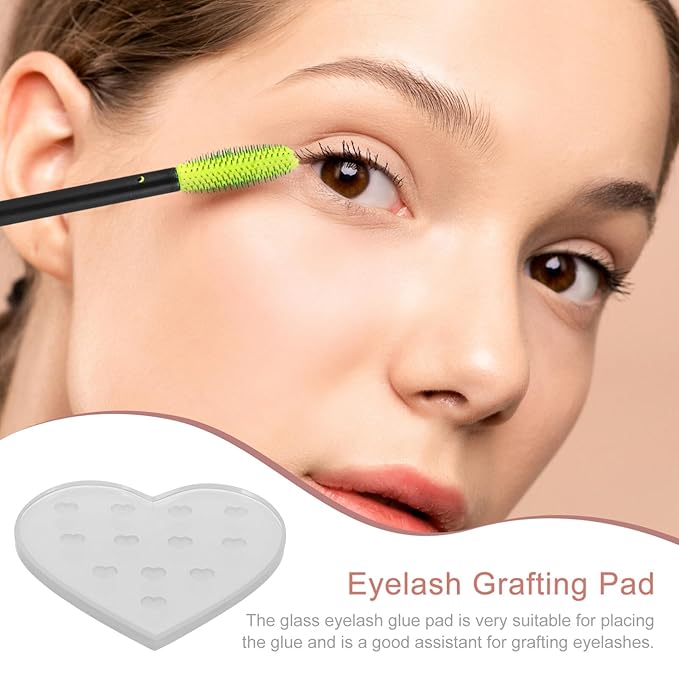 Beaupretty Glass Eyelash Extensions Tray Heart Shaped Lash Pallet Holder Strip Organizer Eyelash Extension Tool Transparent