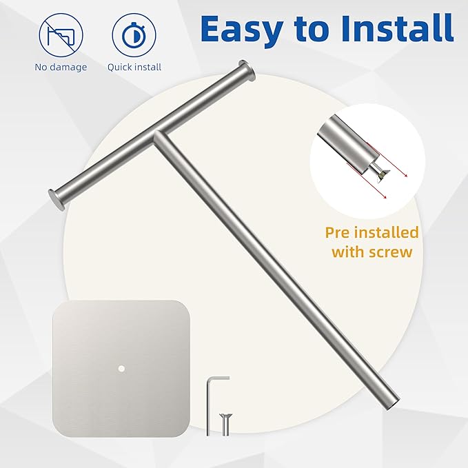 RUACQ Hand Towel Stand, 16" T-Shape Hand Towel Holder Stand for Bathroom, Kitchen and Countertop Towel Holder 304 Stainless Steel Hand Towel Rack with Weighted Base (Brushed Nickel)