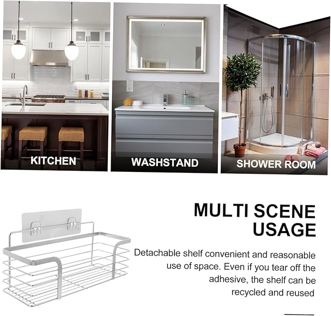 Zerodeko Stainless Steel Storage Rack Shower Shelf Towel Rack Bathroom Wall Decor Floating Shelves