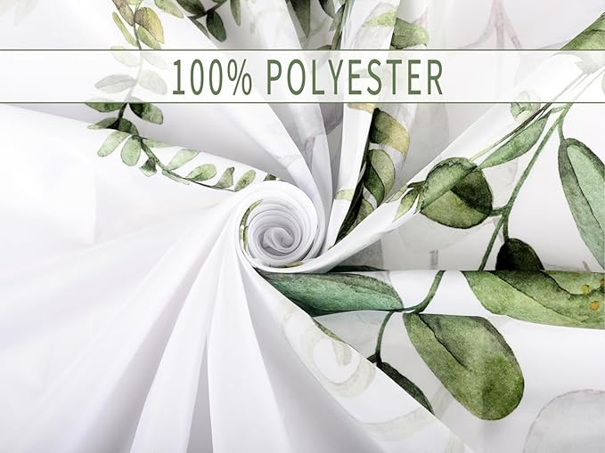 ChloropLastid Sage Green Shower Curtain for Bathroom Plant Botanical Eucalyptus Leaf Watercolor Greenery Leaves Floral Bathroom Curtain Waterproof Fabric Shower Curtain Sets 72×72 Inches