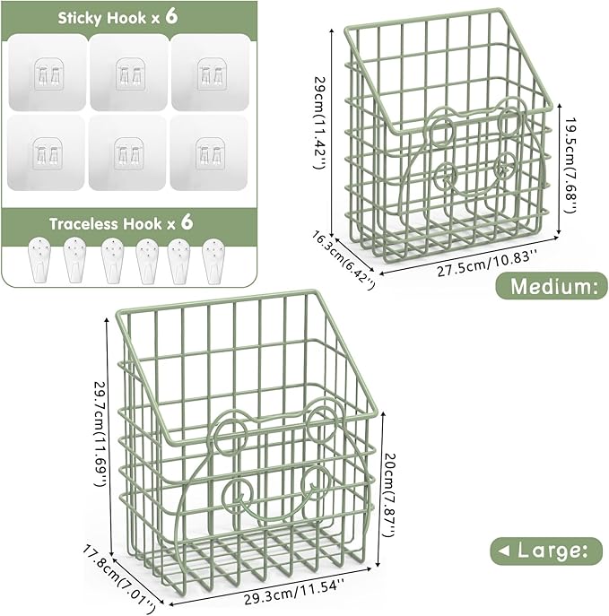 Greentainer 2 PackBath Toy Organizer, Wall Mounted Shower Storage Basket - Metal Bathtub Toy Holder with Hooks for Sorting Kids Toys, Baby Bath Accessories, Toiletries & Shampoo（Green frog）