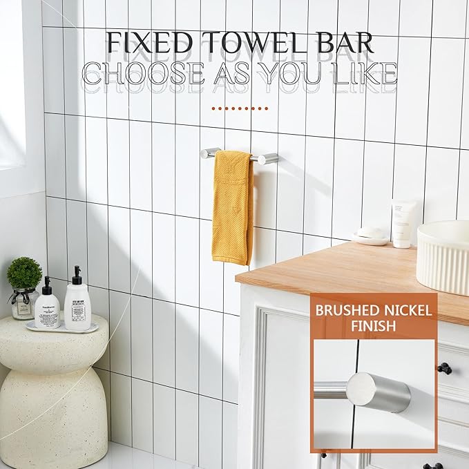 KOKOSIRI Towel Ring Brushed Nickel 9-Inch Hand Towel Bars for Bathroom Racks Wall Mounted Bathroom Hardware Accessories Stainless Steel, B4007BR-L9