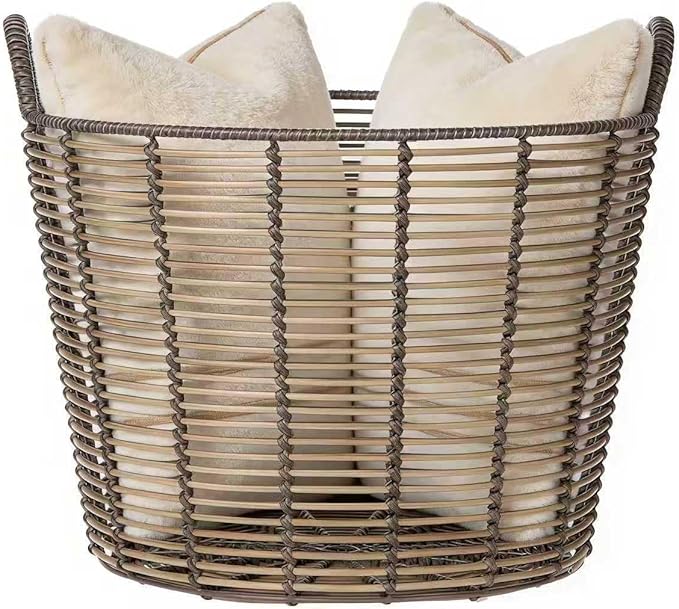 76QT Rattan Woven Basket With Handle, Extra-Large Storage Basket,Used for Storing Clothes, Towels and Various Household Items. Perfect for Living Rooms, Bedrooms, Bathrooms and Dormitories.