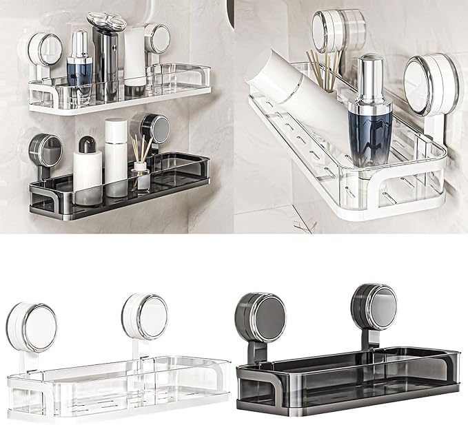 Sturdy Bathroom Shelf with Suction Cup Designs On Any Smooth Surfaces Water and Sturdy