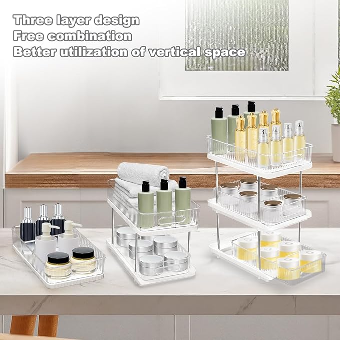 Makeup Organizer, 3-Tier Skincare Organizer Countertop, Uitable for Storing Cosmetics, Toiletries, Spice Jars, 9 Compartments, 30x19x39.5cm