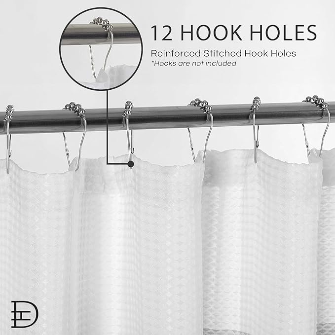 Dainty Home Ombre Waffle Weave Shower Curtain 70 x 72 Grey Textured Fabric Shower Curtain, Hotel Style Waffle Weave Bathroom Curtain, Water Resistant Polyester Ombre Shower Curtain
